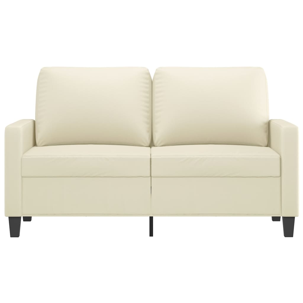 2-personers sofa 120 cm kunstlæder cremefarvet