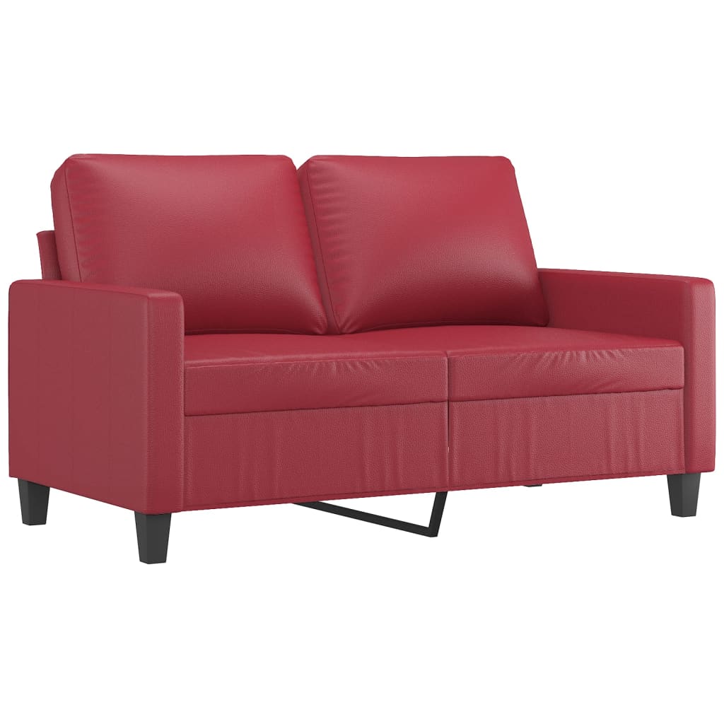 2-personers sofa 120 cm kunstlæder vinrød