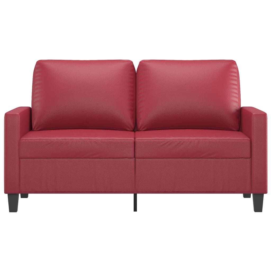 2-personers sofa 120 cm kunstlæder vinrød