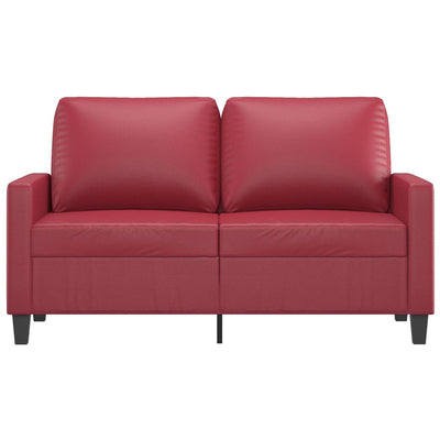 2-personers sofa 120 cm kunstlæder vinrød