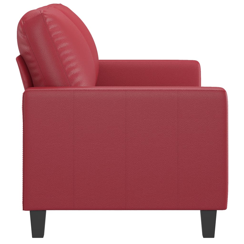 2-personers sofa 120 cm kunstlæder vinrød