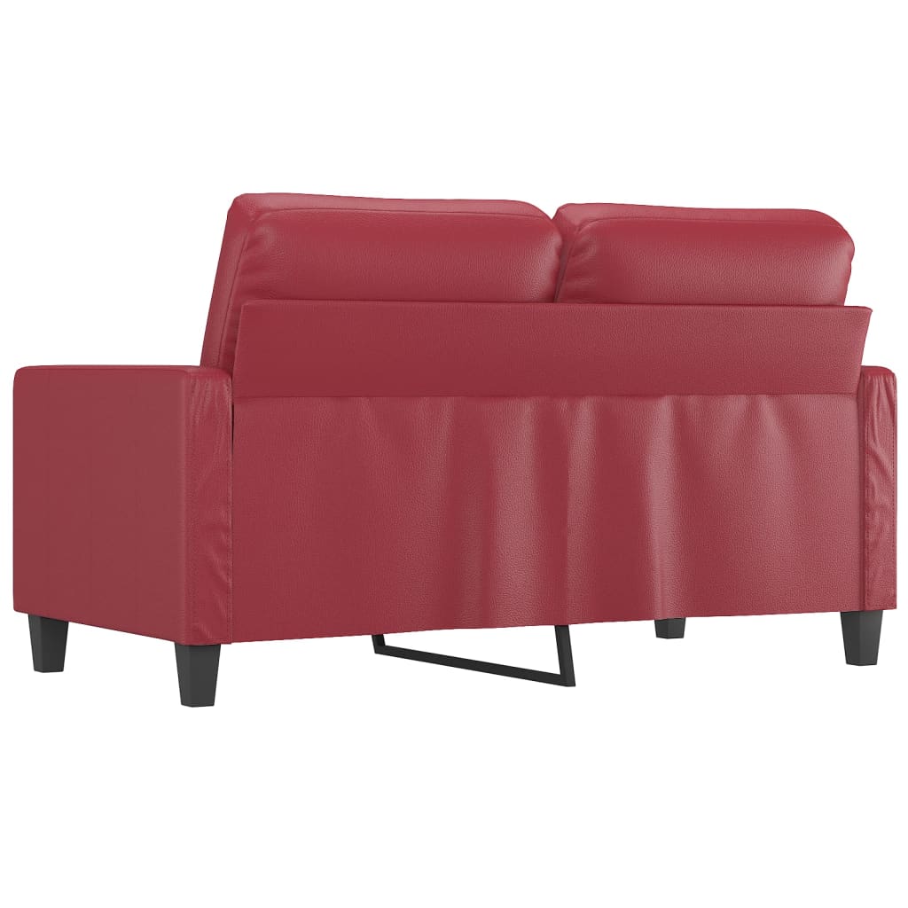 2-personers sofa 120 cm kunstlæder vinrød