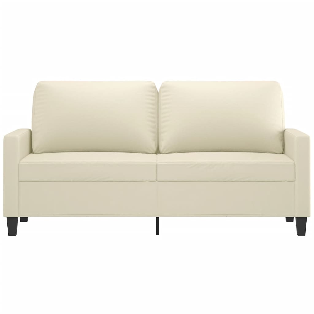 2-personers sofa 140 cm kunstlæder cremefarvet