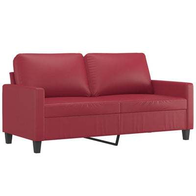 2-personers sofa 140 cm kunstlæder vinrød