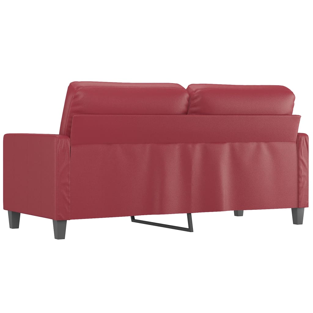 2-personers sofa 140 cm kunstlæder vinrød