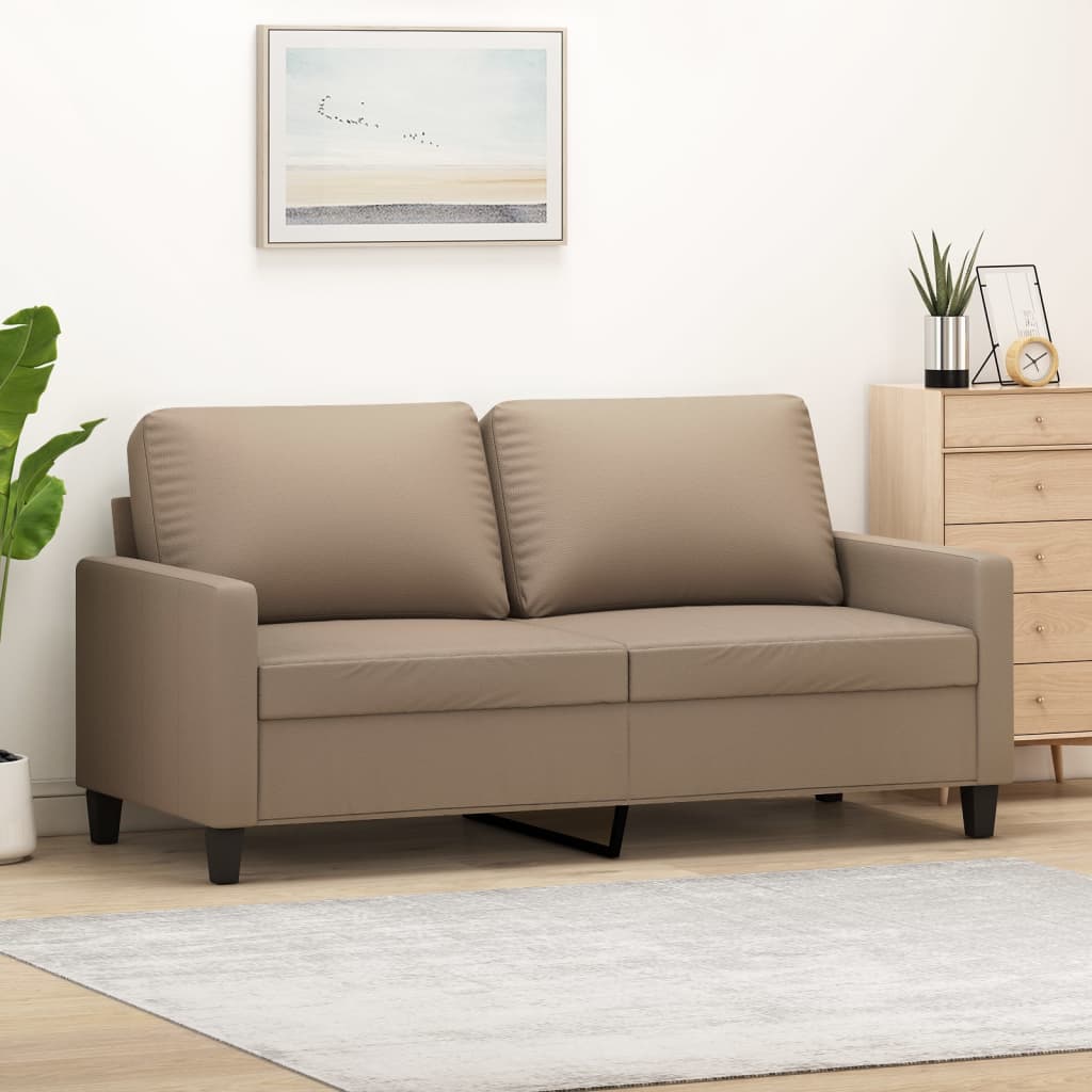 2-personers sofa 140 cm kunstlæder cappuccino