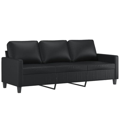 3-personers sofa 180 cm kunstlæder sort