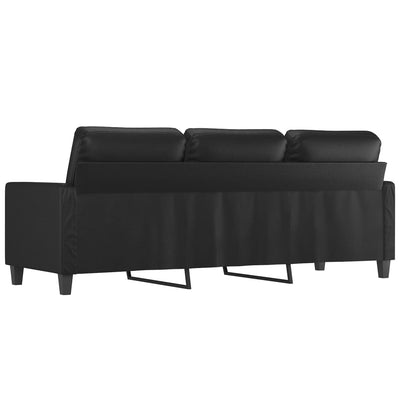 3-personers sofa 180 cm kunstlæder sort