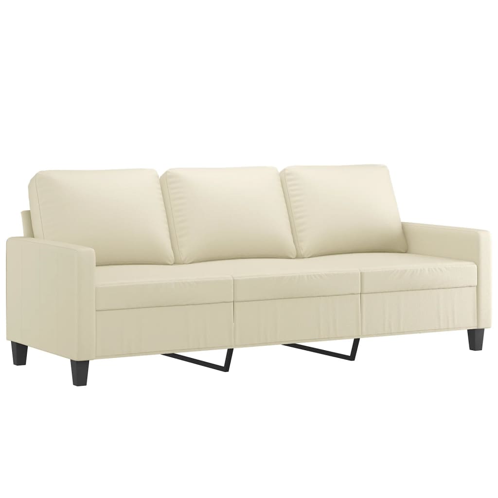 3-personers sofa 180 cm kunstlæder cremefarvet