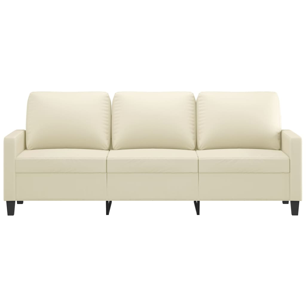 3-personers sofa 180 cm kunstlæder cremefarvet