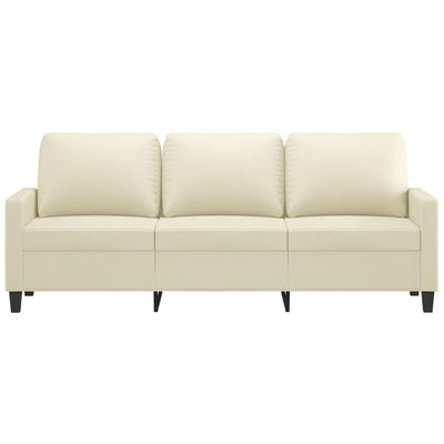 3-personers sofa 180 cm kunstlæder cremefarvet