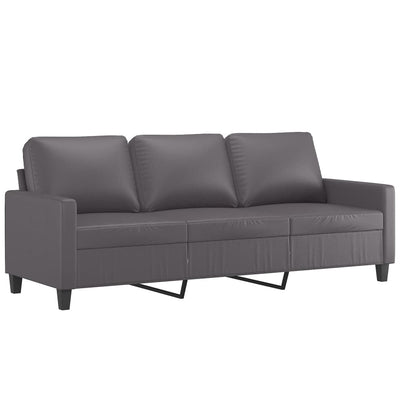 3-personers sofa 180 cm kunstlæder grå