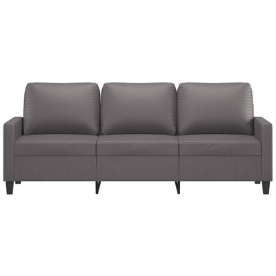 3-personers sofa 180 cm kunstlæder grå