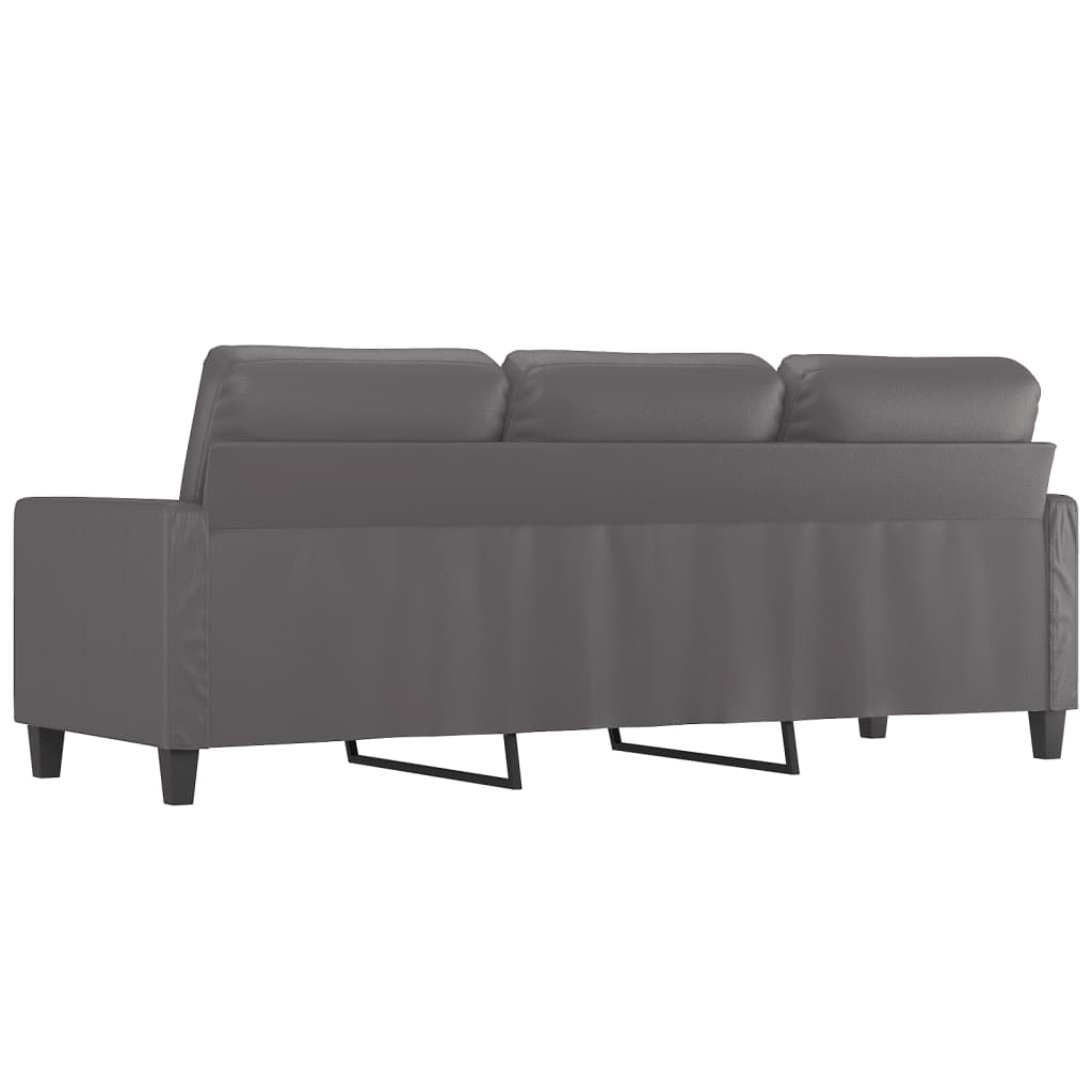 3-personers sofa 180 cm kunstlæder grå