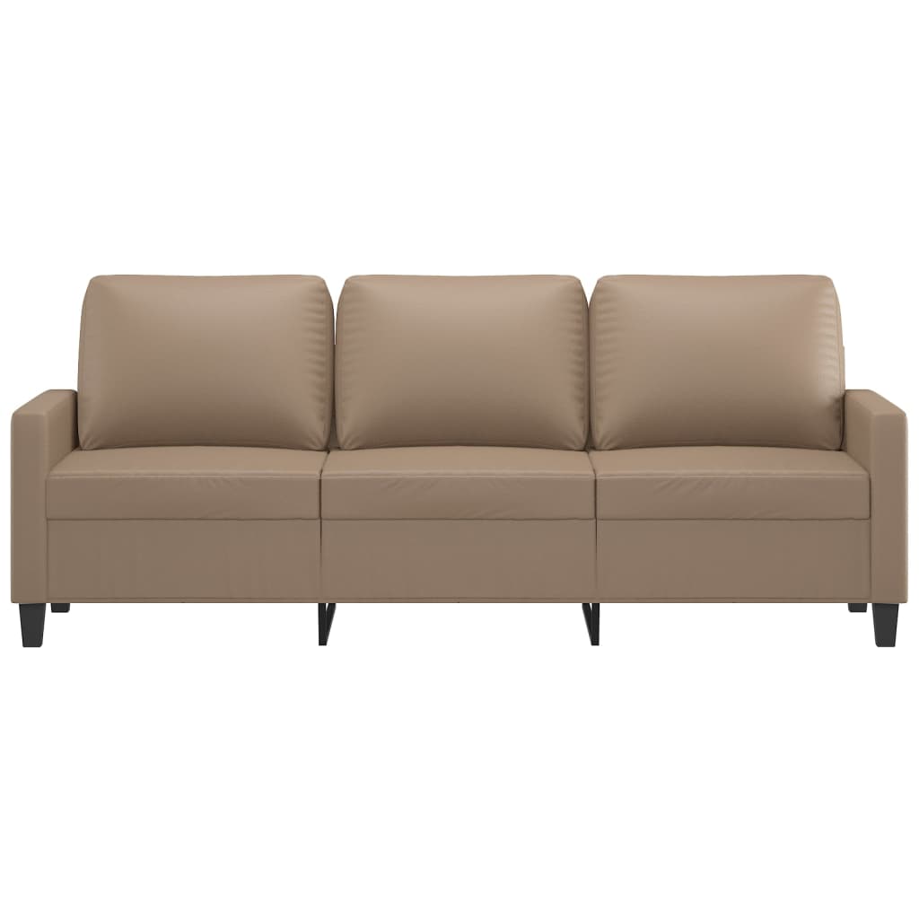 3-personers sofa 180 cm kunstlæder cappuccino