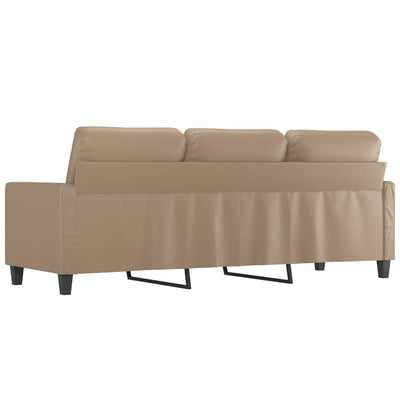 3-personers sofa 180 cm kunstlæder cappuccino