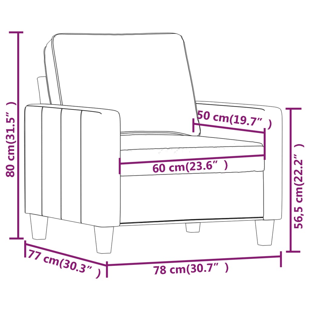 lænestol 60 cm stof lysegul