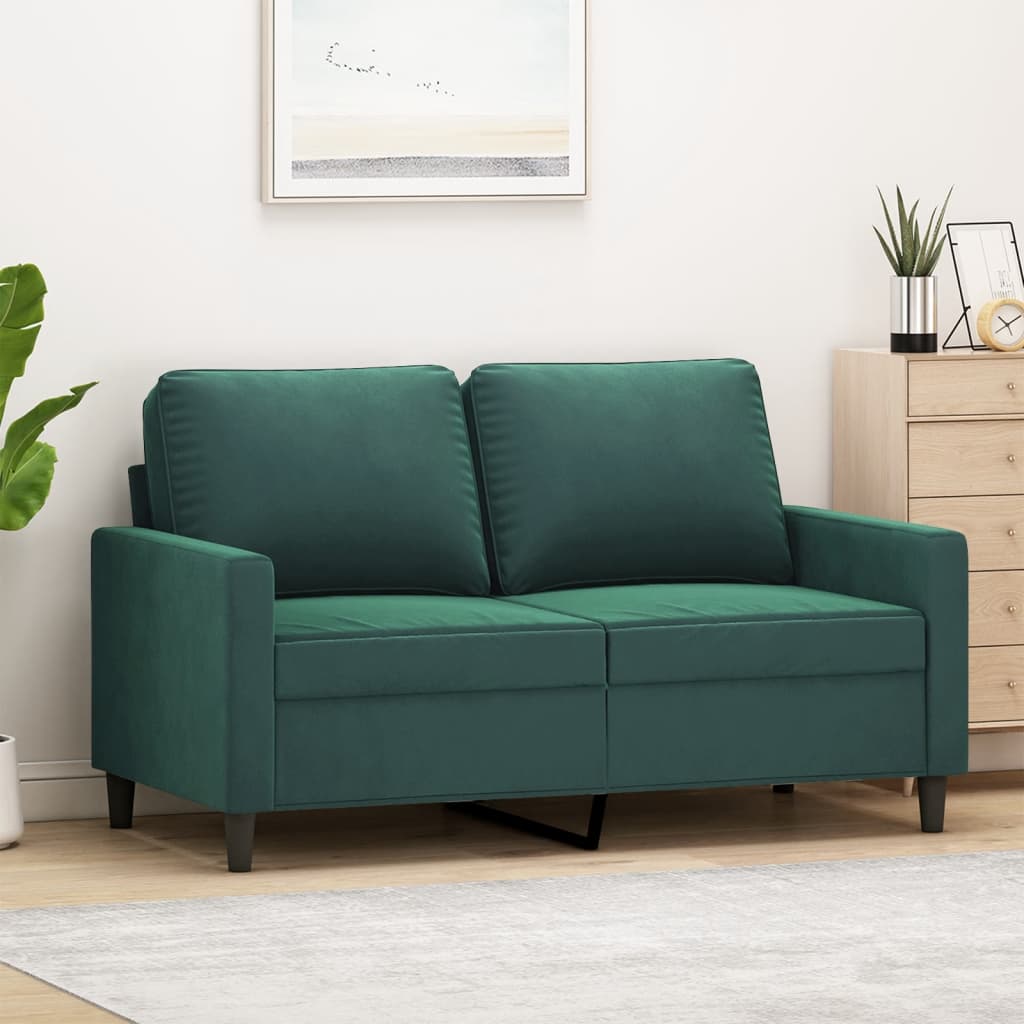 2-personers sofa 120 cm fløjl mørkegrøn