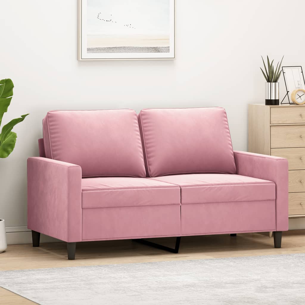 2-personers sofa 120 cm fløjl lyserød