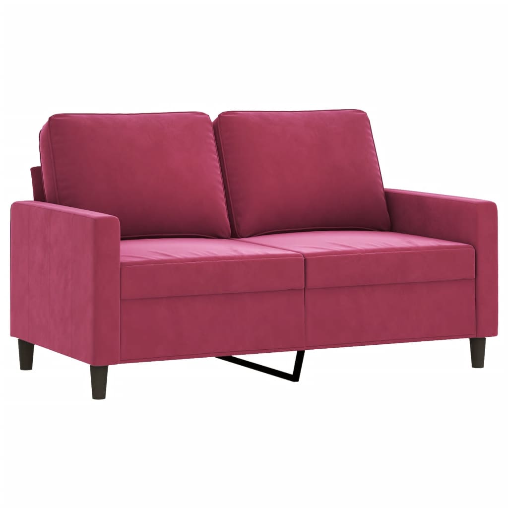 2-personers sofa 120 cm fløjl vinrød