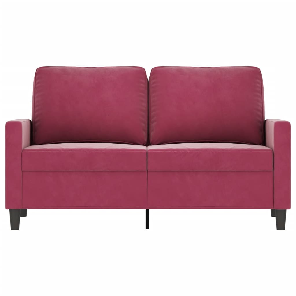 2-personers sofa 120 cm fløjl vinrød