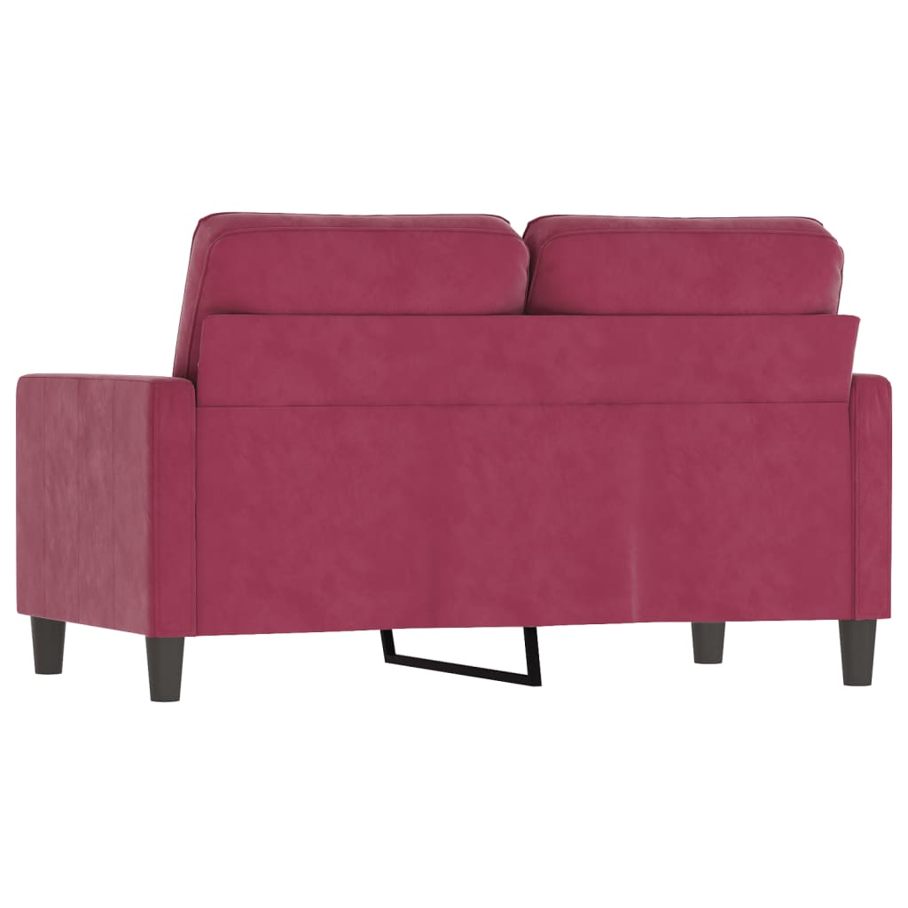 2-personers sofa 120 cm fløjl vinrød