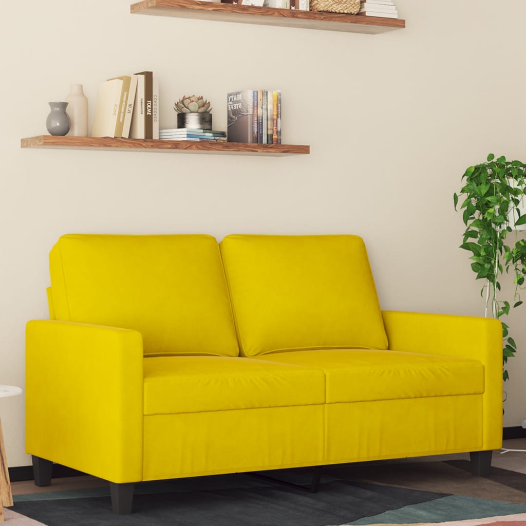 2-personers sofa 120 cm fløjl gul