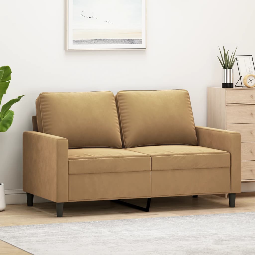 2-personers sofa 120 cm fløjl brun