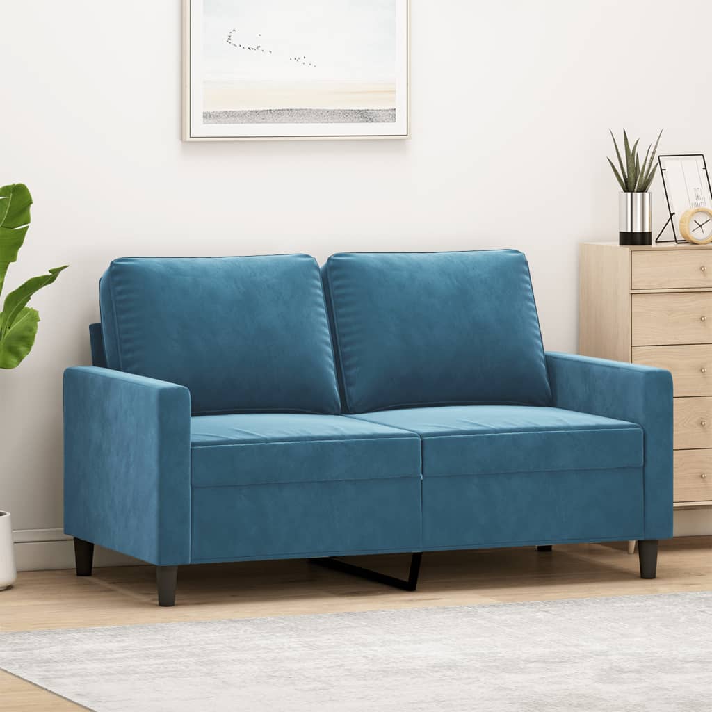 2-personers sofa 120 cm fløjl blå