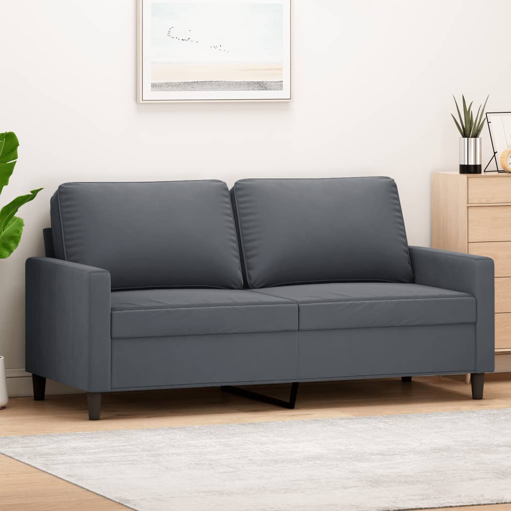 2-personers sofa 140 cm fløjl mørkegrå