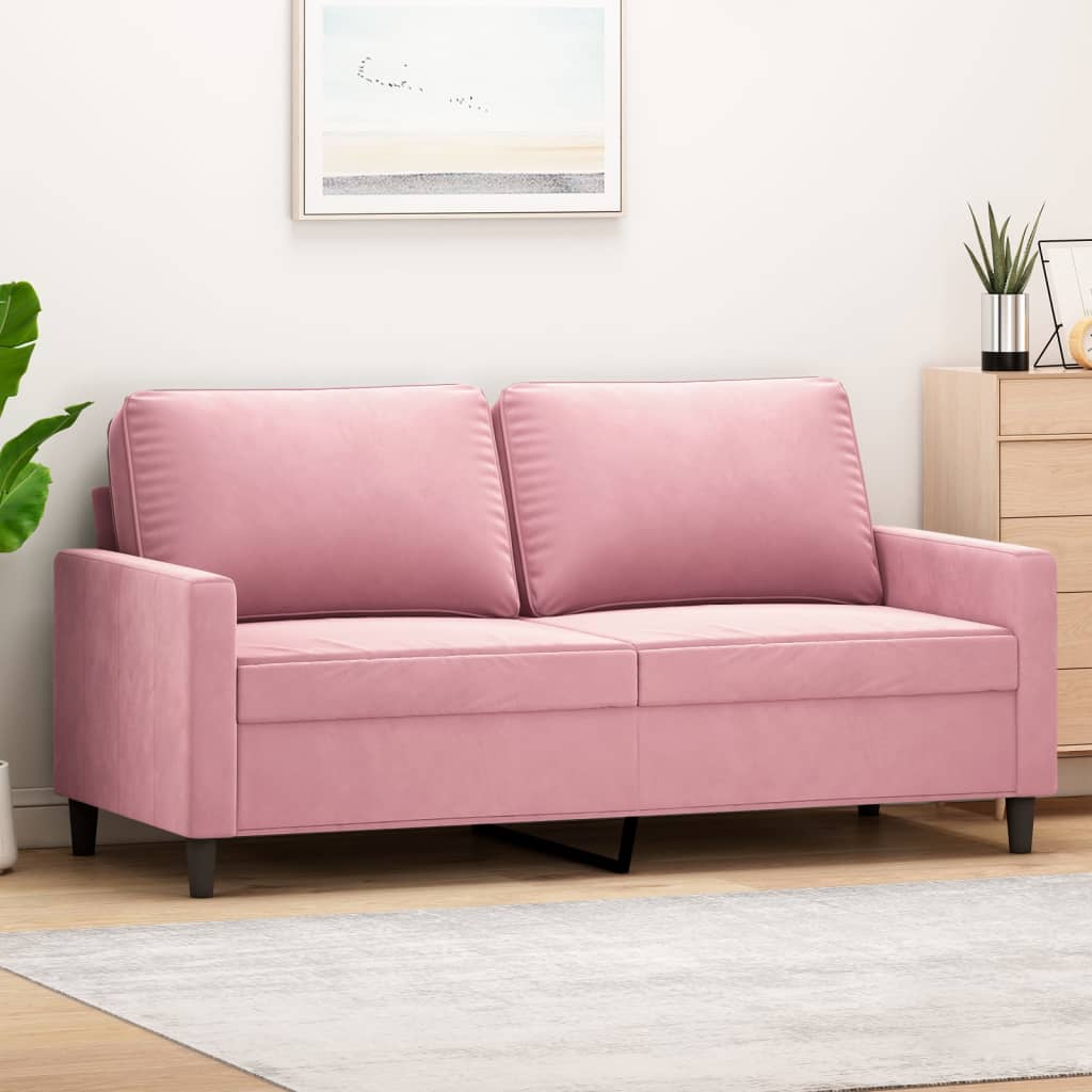 2-personers sofa 140 cm fløjl lyserød