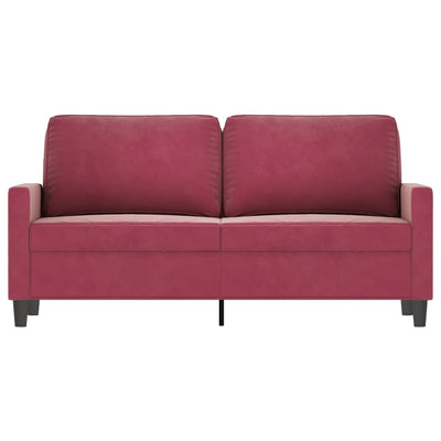 2-personers sofa 140 cm fløjl vinrød