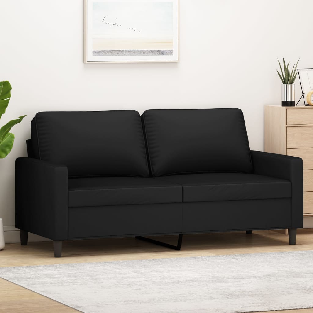 2-personers sofa 140 cm fløjl sort