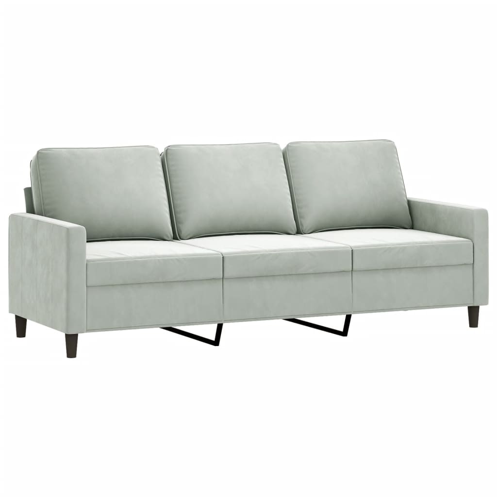 3-personers sofa 180 cm velour lysegrå