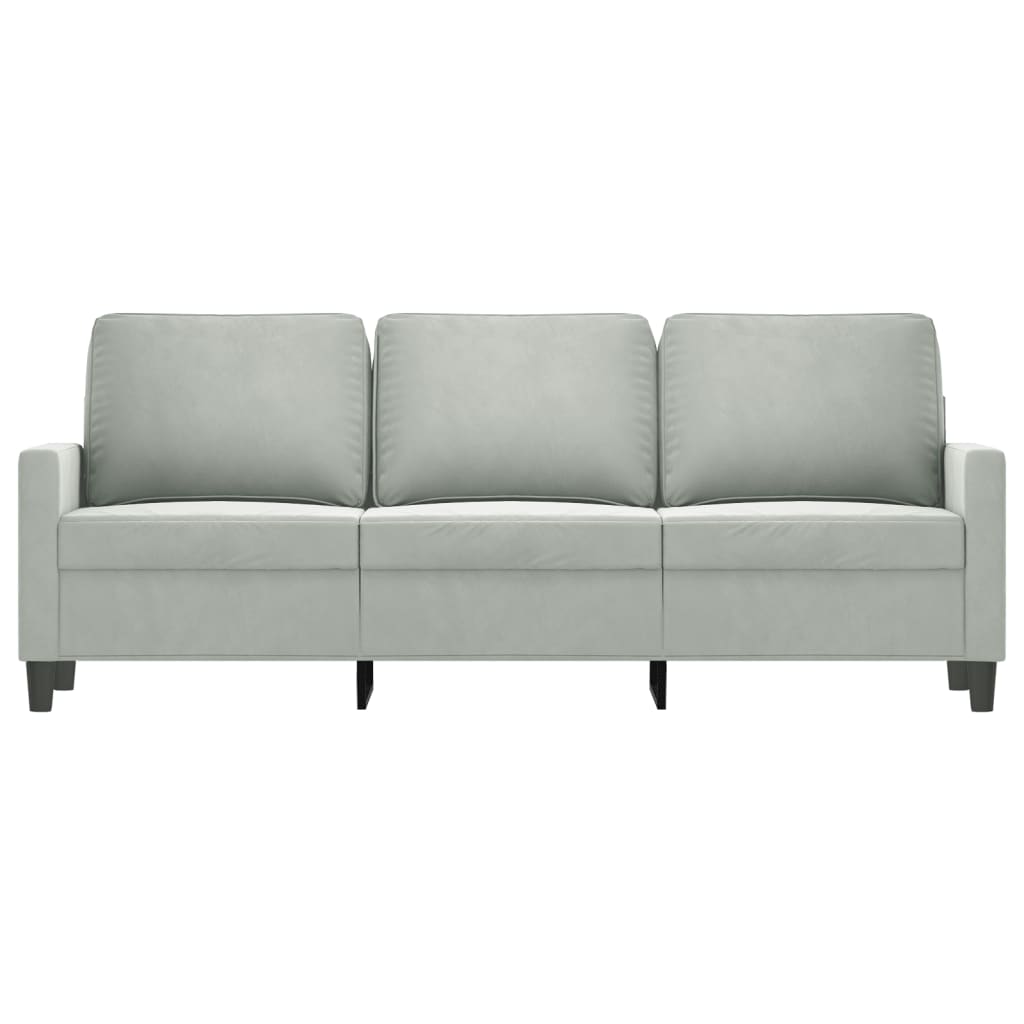 3-personers sofa 180 cm velour lysegrå