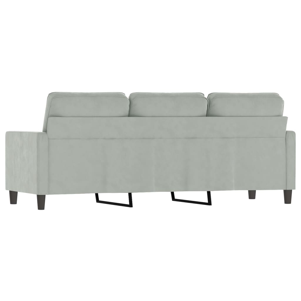 3-personers sofa 180 cm velour lysegrå