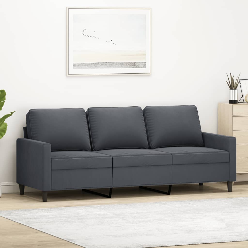 3-personers sofa 180 cm fløjl mørkegrå