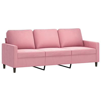 3-personers sofa 180 cm fløjl lyserød