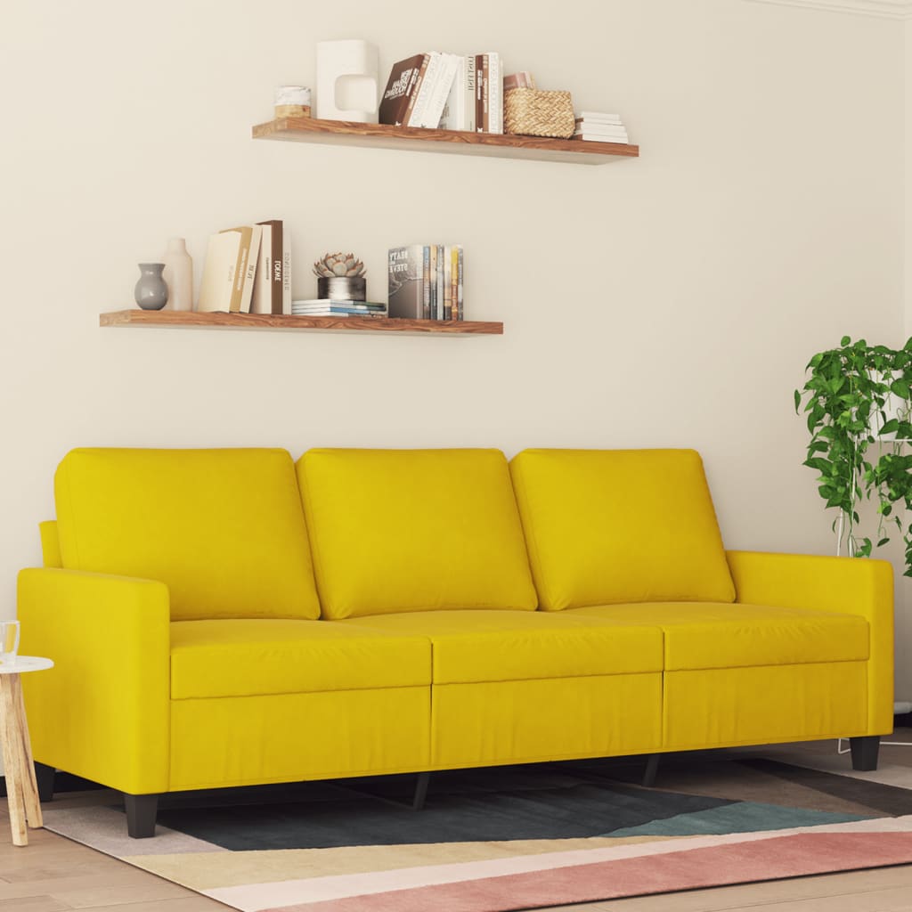 3-personers sofa 180 cm velour gul