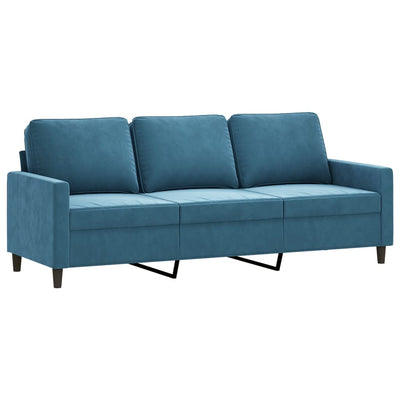 3-personers sofa 180 cm velour blå