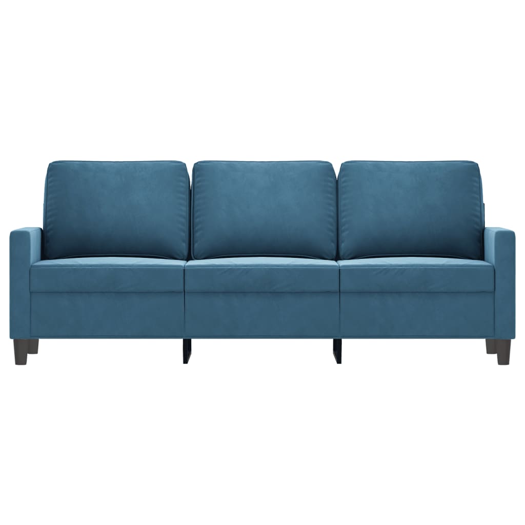 3-personers sofa 180 cm velour blå