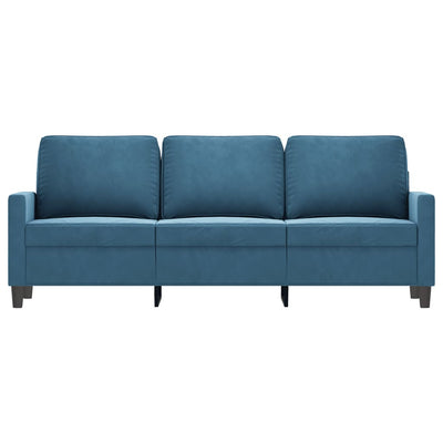 3-personers sofa 180 cm velour blå