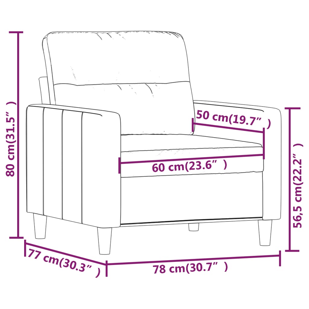 lænestol 60 cm stof lysegrå