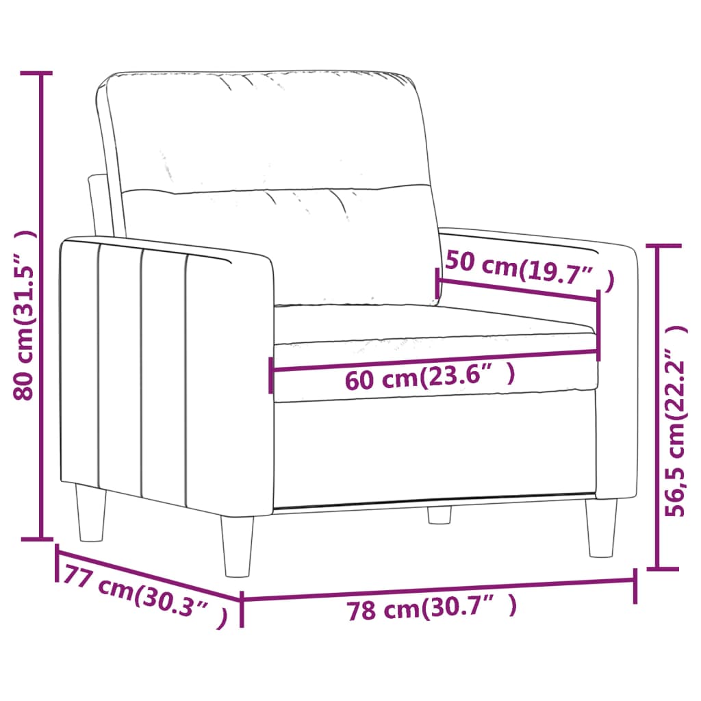 lænestol 60 cm stof cremefarvet