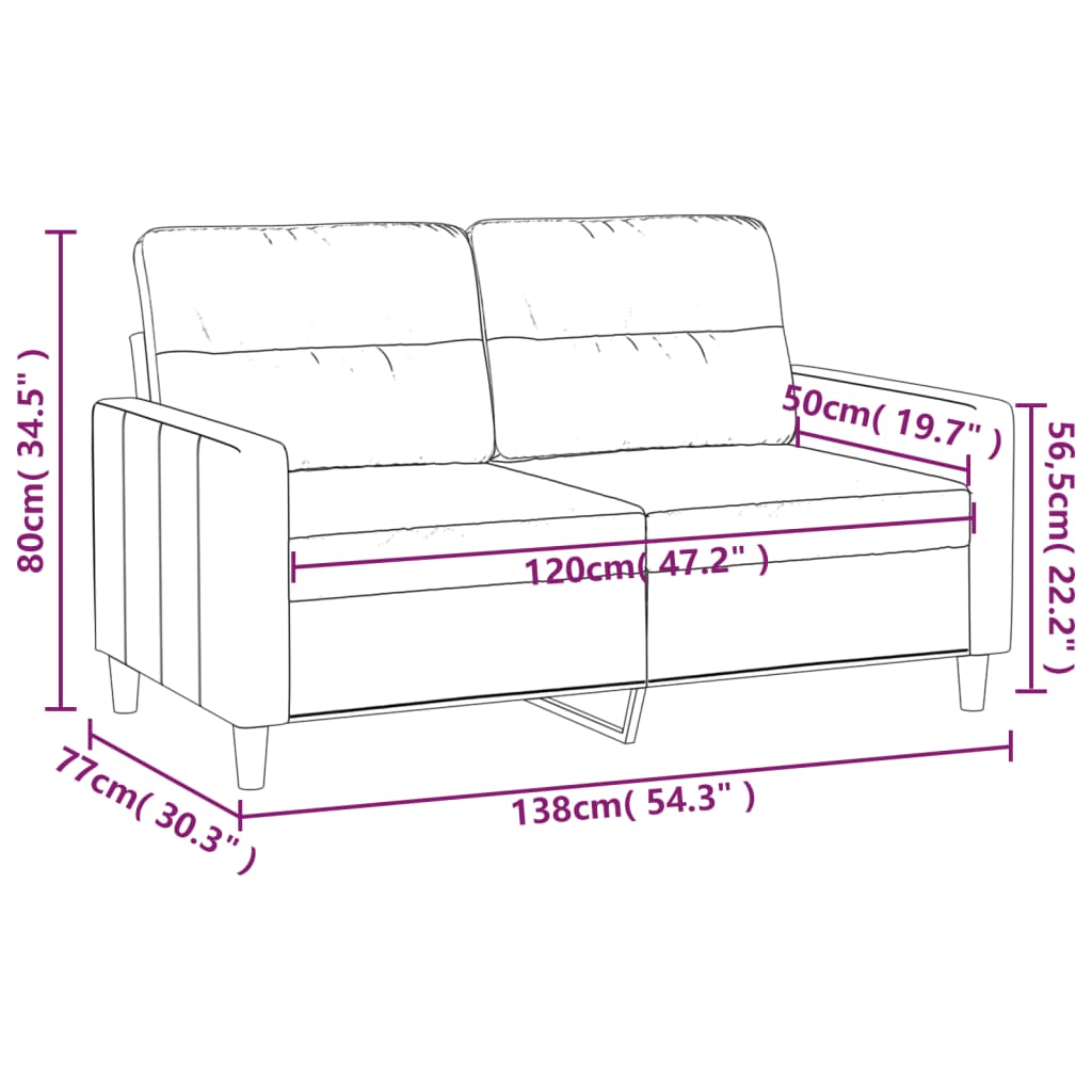 2-personers sofa 120 cm stof lysegrå