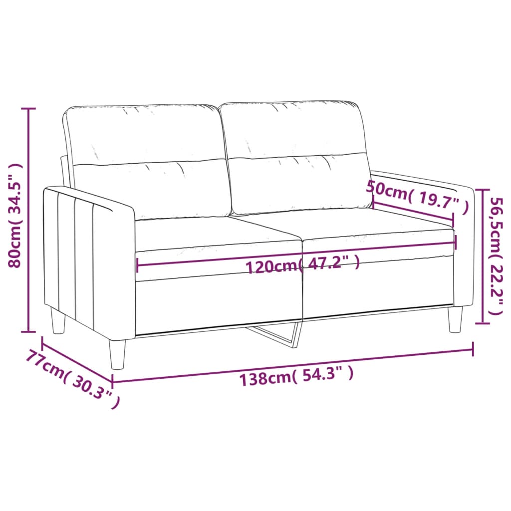 2-personers sofa 120 cm stof cremefarvet