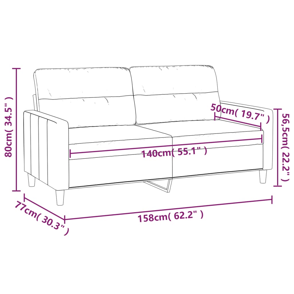 2-personers sofa 140 cm stof lysegrå