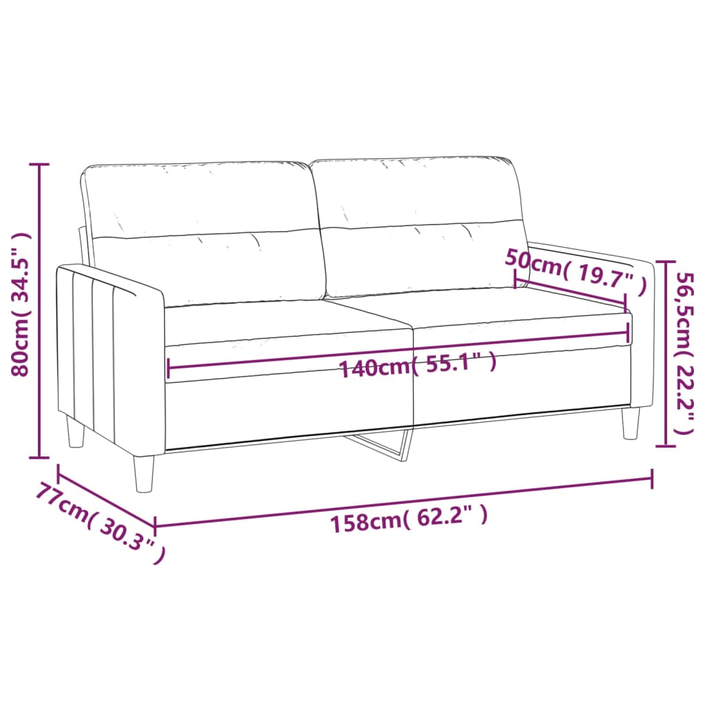 2-personers sofa 140 cm stof lysegul