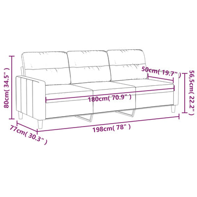 3-personers sofa 180 cm stof mørkegrå