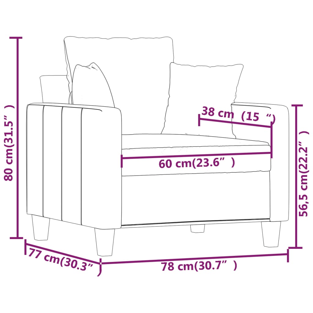 lænestol 60 cm stof brun